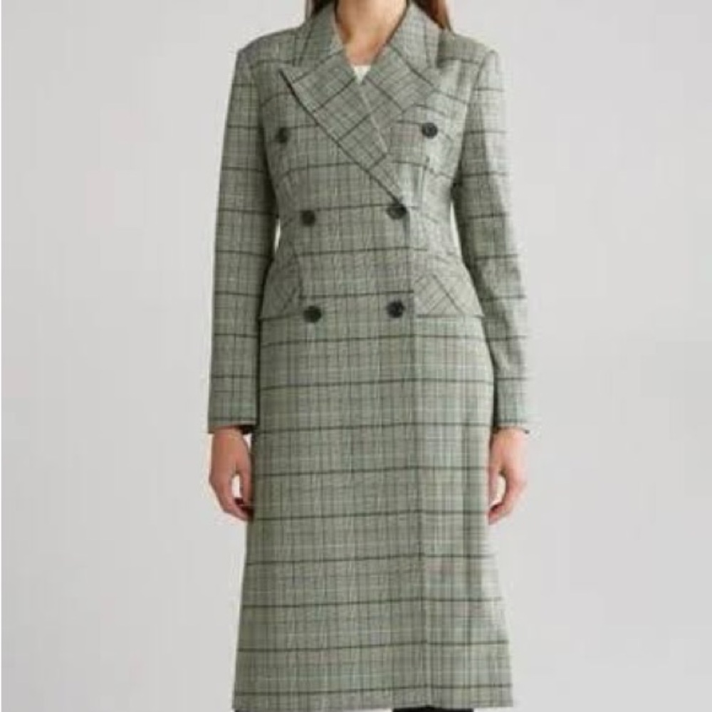 Avec Les Filles Gray Checkered Trench Coat - Picture 5 of 7
